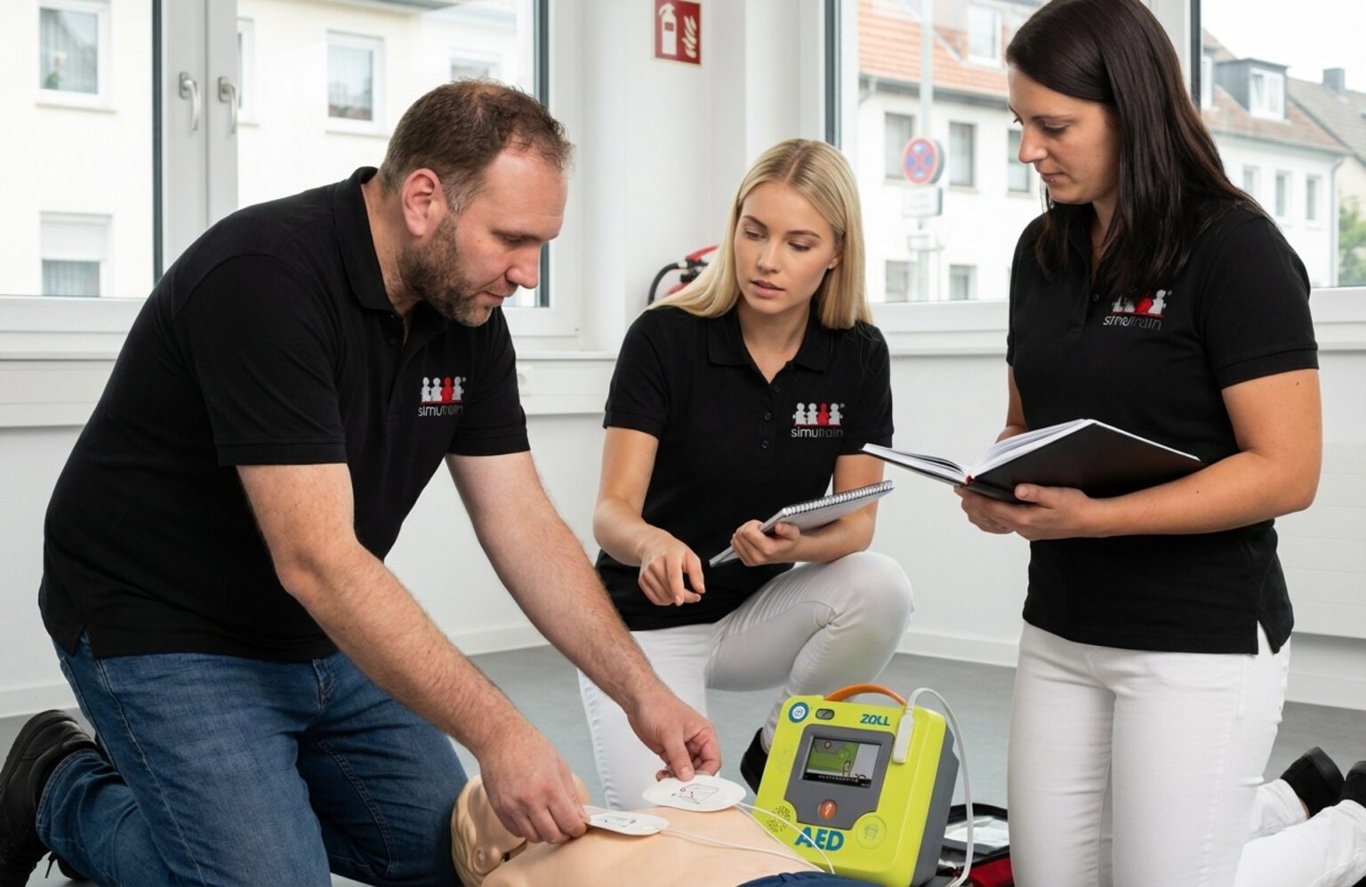 simutrain Ausbilder trainieren die Wiederbelebung mit einem ZOLL AED 3